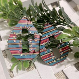 Serape Teardrop Earrings with Cross Cutout